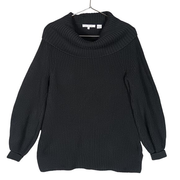 Eight Eight Eight Chunky Sweater Size Large Cowl Neck Black Long Sleeve - Picture 1 of 4
